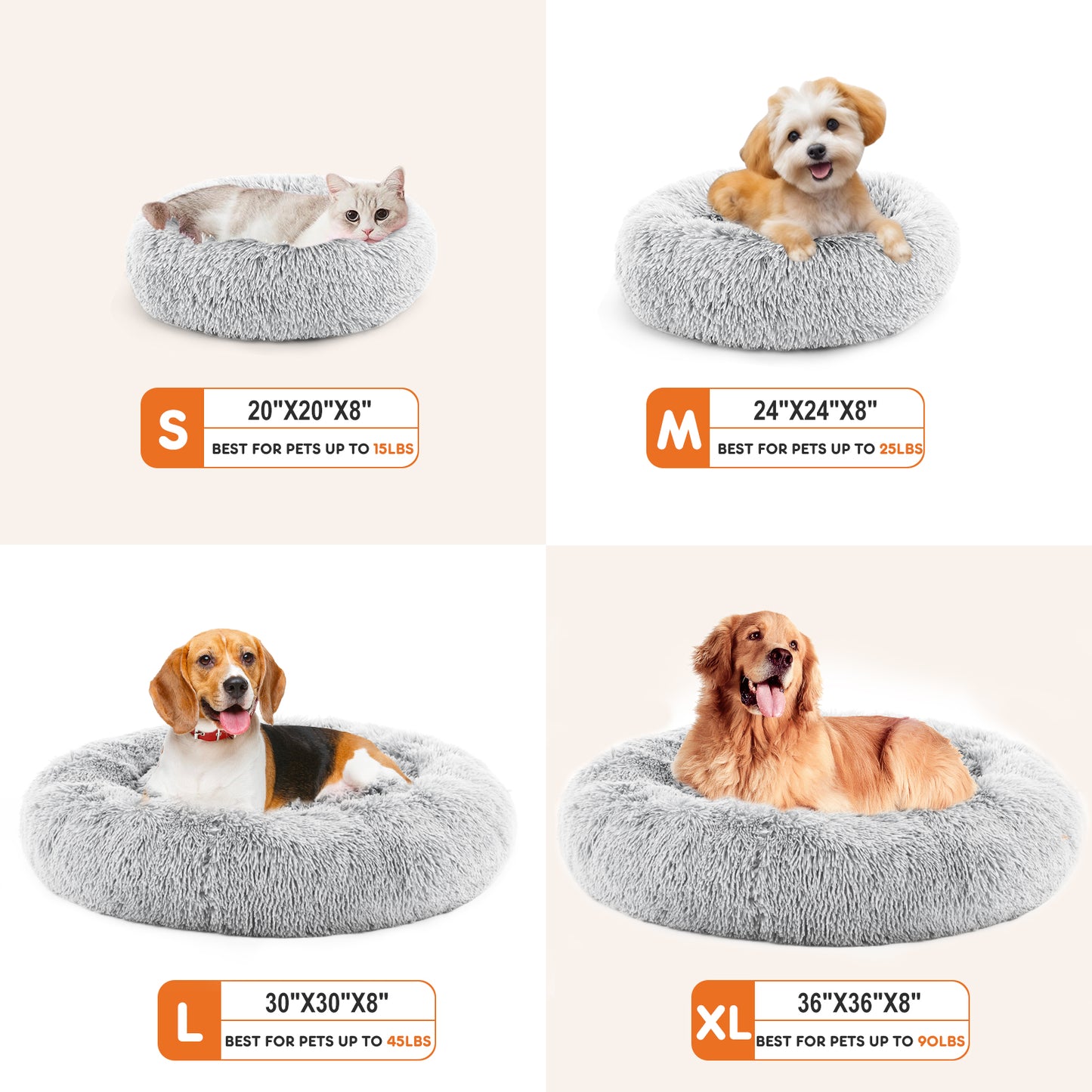 Calming Round Dog Bed 24” – Anti-Slip Plush Bed for Small Dogs (Up to 25 lbs)