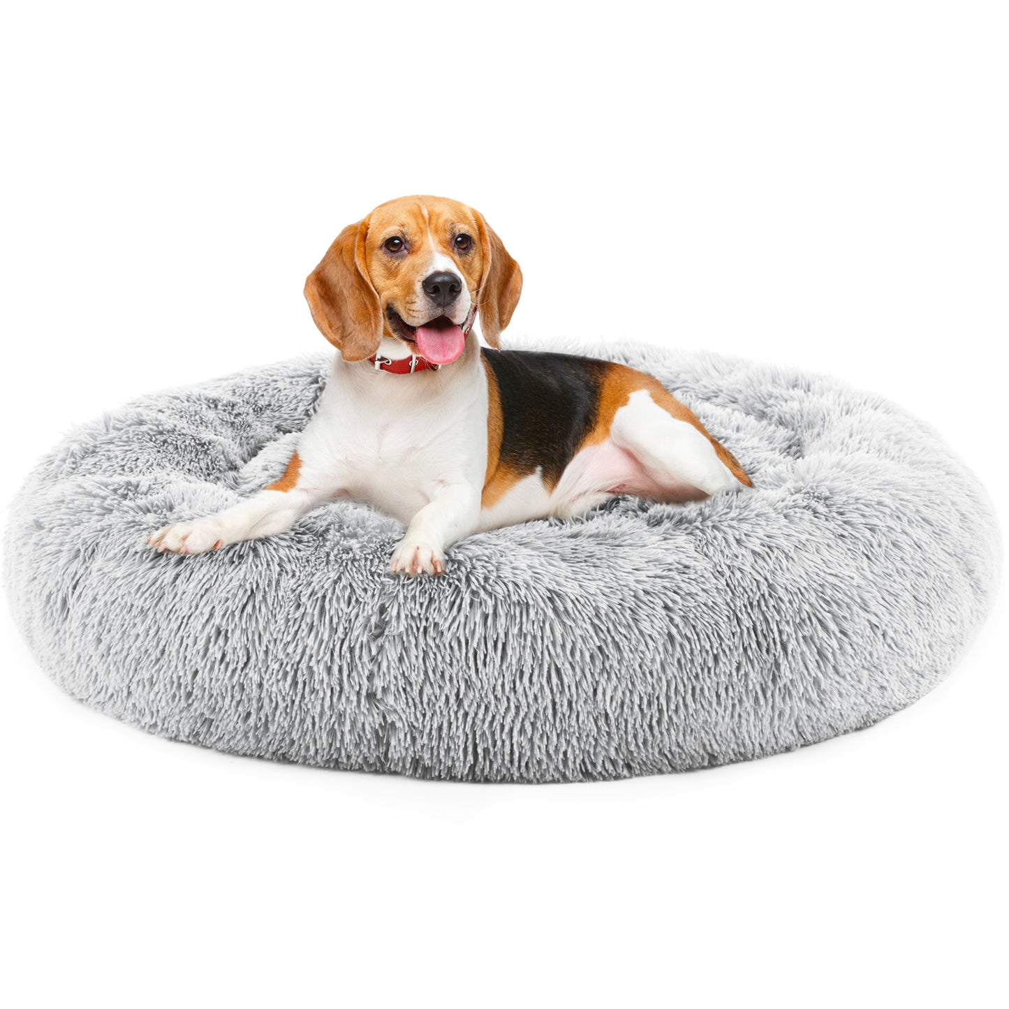 Calming Round Dog Bed 24” – Anti-Slip Plush Bed for Small Dogs (Up to 25 lbs)
