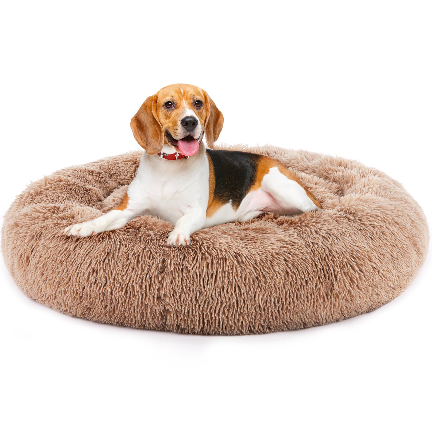 Calming Round Dog Bed 24” – Anti-Slip Plush Bed for Small Dogs (Up to 25 lbs)