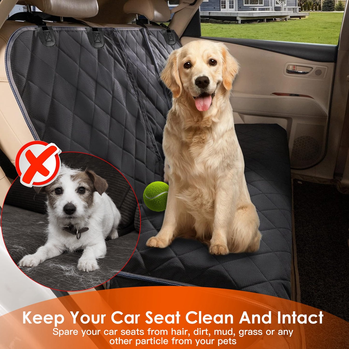 Waterproof Dog Car Seat Cover – Scratchproof Back Seat Protector with Non-Slip Design