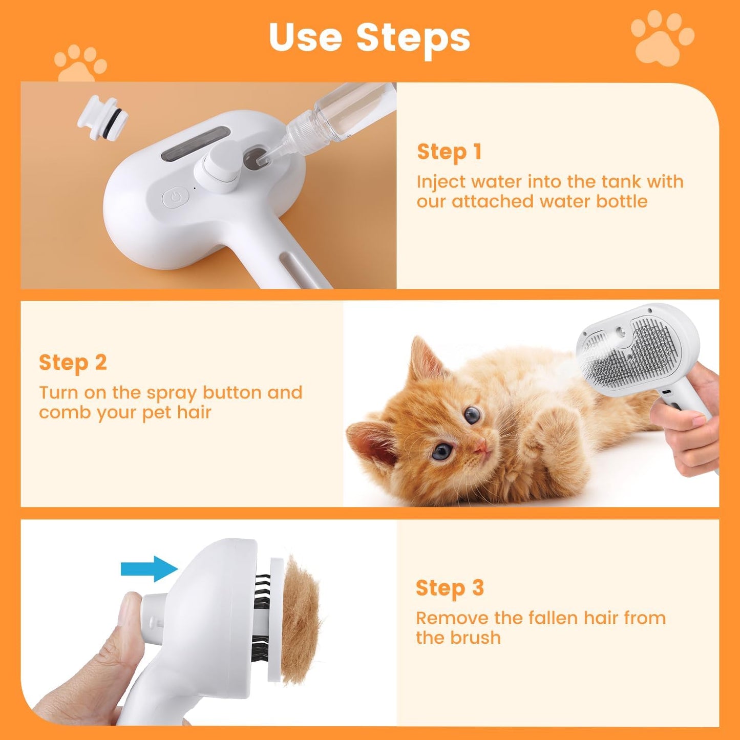 FriendyPet™ 3 In 1 Pet Steam Brush For Dog Long Short Haired