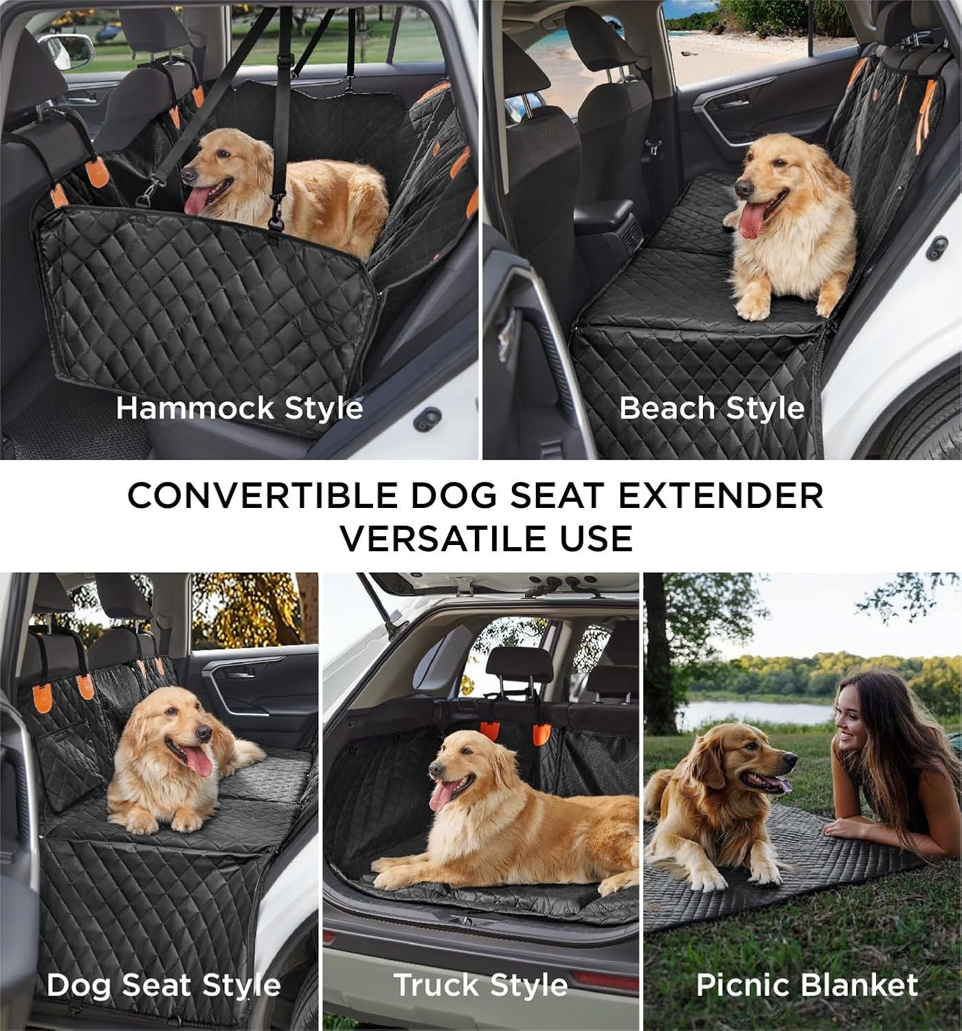 Heavy Duty Dog Car Seat Cover – Waterproof Back Seat Protector (400 lbs)