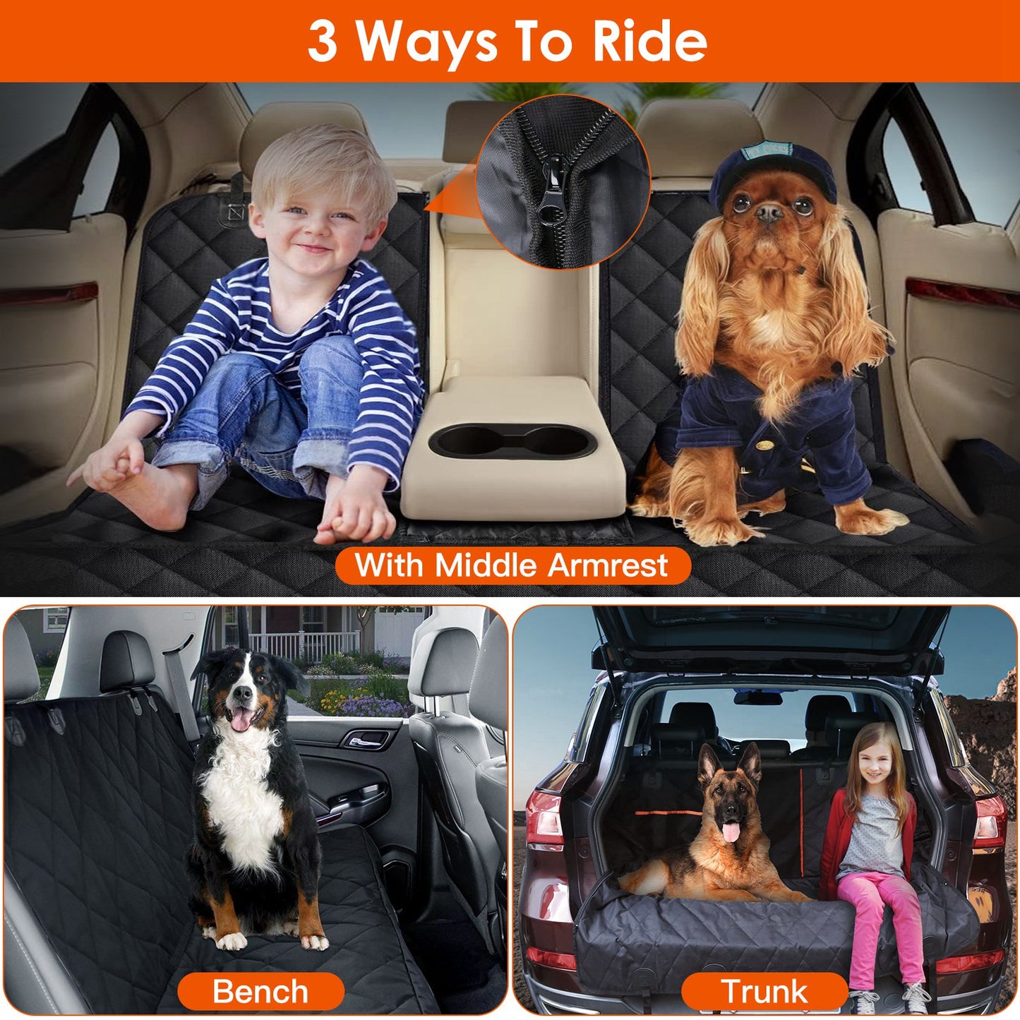 Waterproof Dog Car Seat Cover – Scratchproof Back Seat Protector with Non-Slip Design