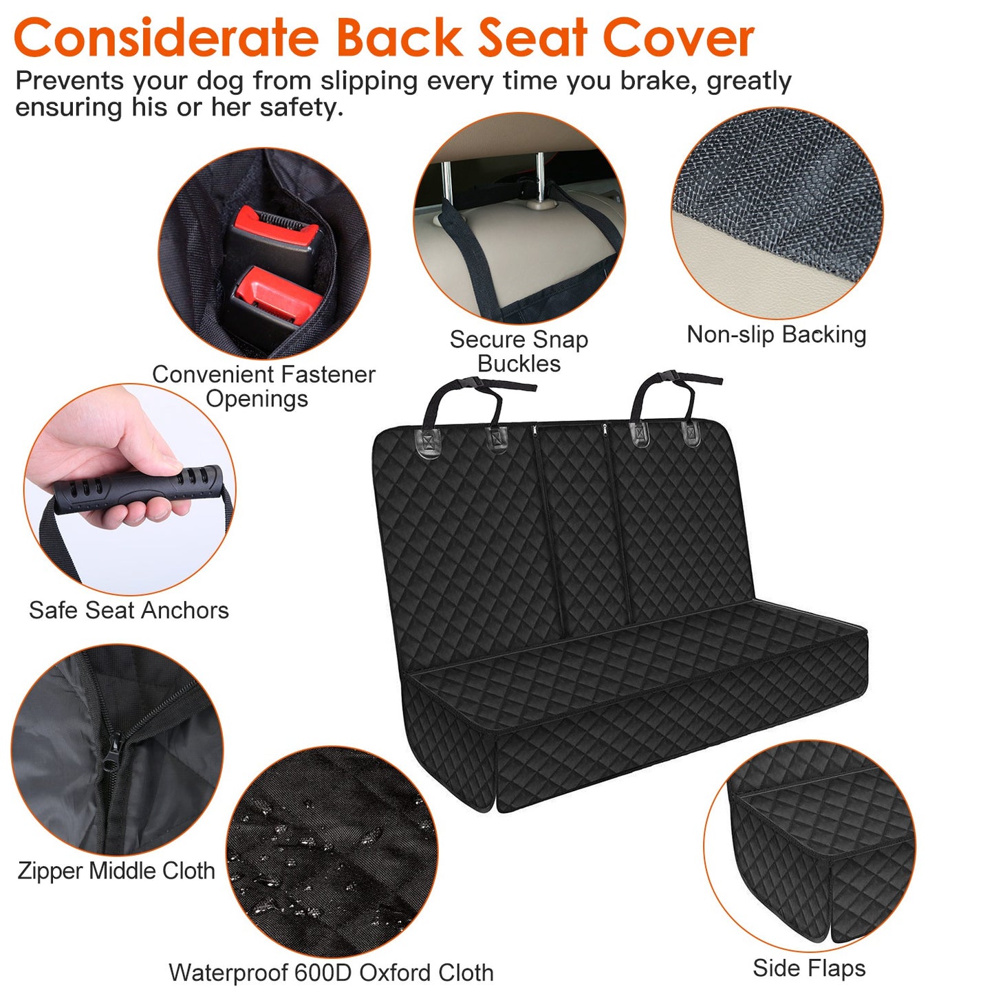 Waterproof Dog Car Seat Cover – Scratchproof Back Seat Protector with Non-Slip Design