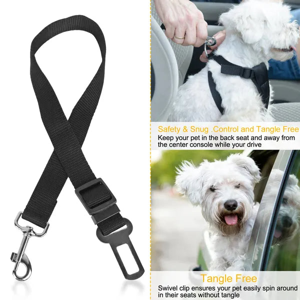 Dog Seat Belt Leash (2 Pack) – Adjustable Car Safety Harness for Dogs
