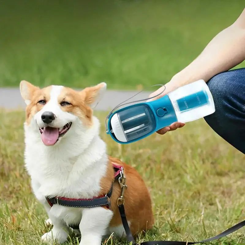 3-in-1 Dog Travel Water Bottle | Portable Water, Food & Waste Bag Cup