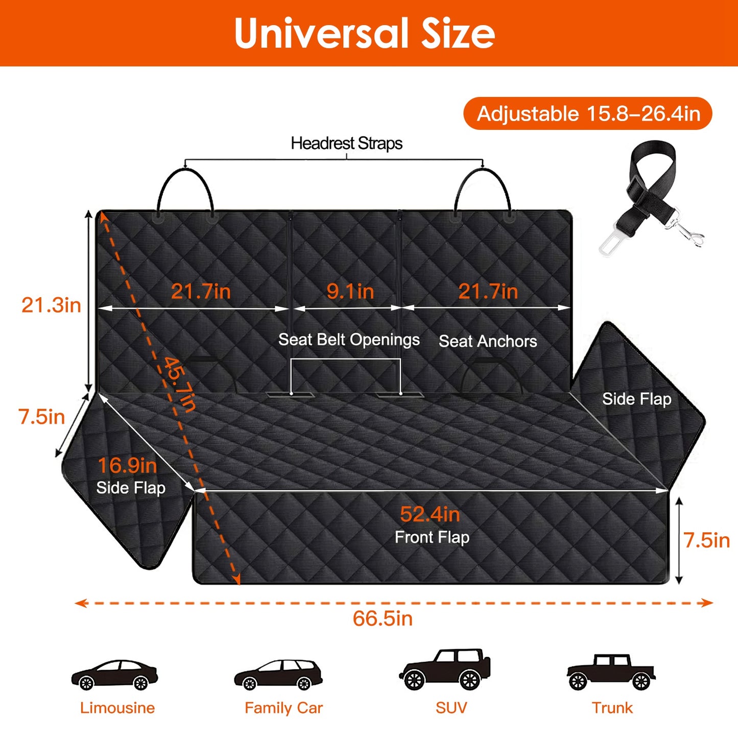 Waterproof Dog Car Seat Cover – Scratchproof Back Seat Protector with Non-Slip Design