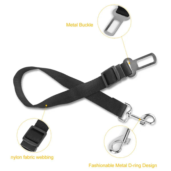 Dog Seat Belt Leash (2 Pack) – Adjustable Car Safety Harness for Dogs