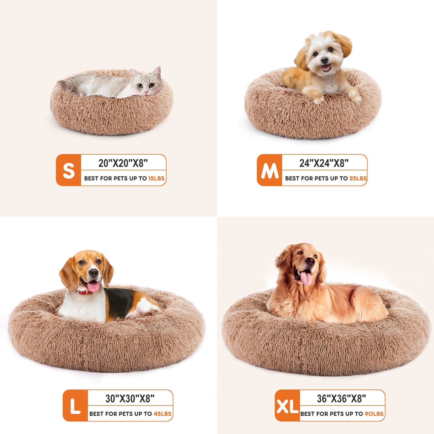 Calming Round Dog Bed 24” – Anti-Slip Plush Bed for Small Dogs (Up to 25 lbs)