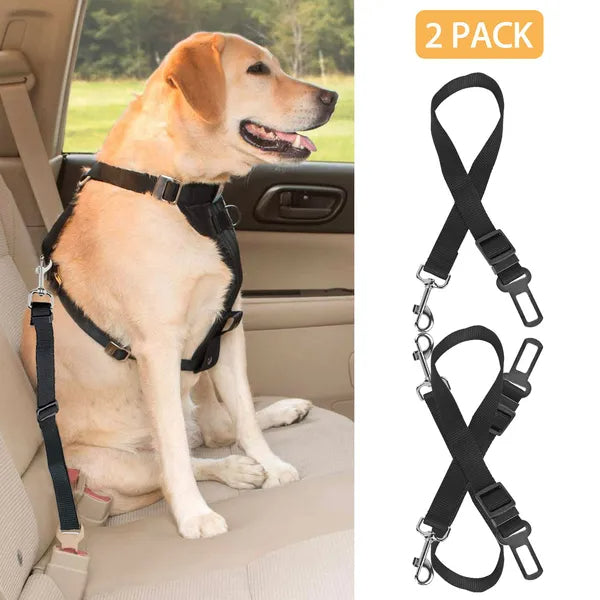Dog Seat Belt Leash (2 Pack) – Adjustable Car Safety Harness for Dogs