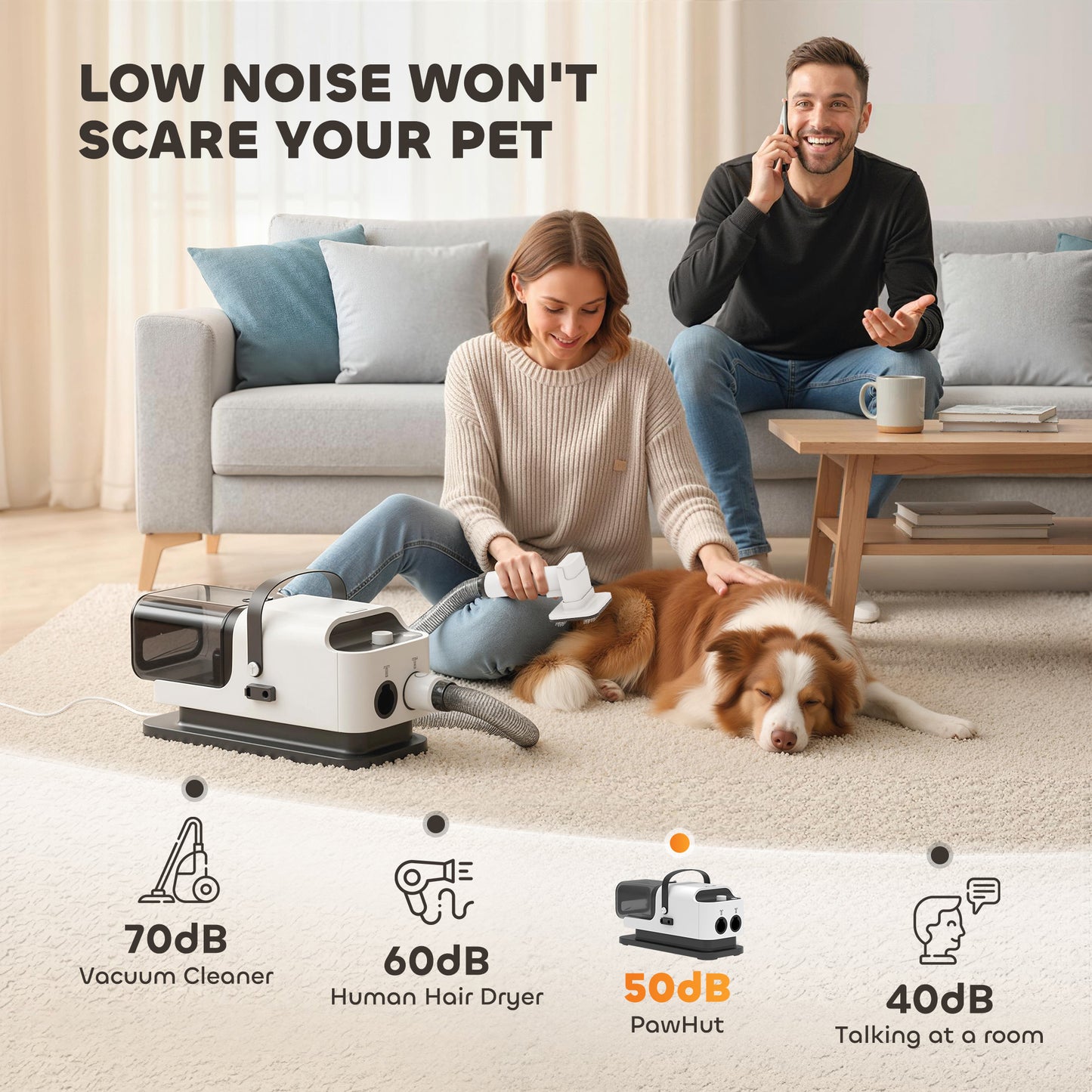 5-in-1 Dog Grooming Vacuum Kit | Low Noise Pet Dryer, Clipper & Deshedding Tool