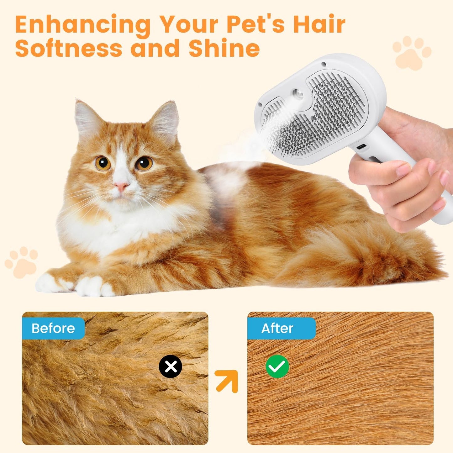 FriendyPet™ 3 In 1 Pet Steam Brush For Dog Long Short Haired
