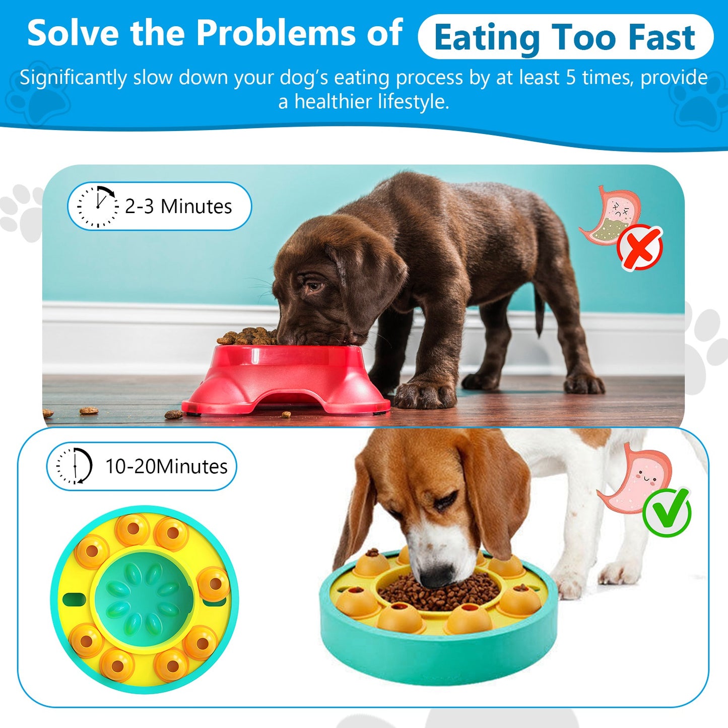 Interactive Slow Feeder Dog Bowl – Puzzle Feeding Toy for Dogs