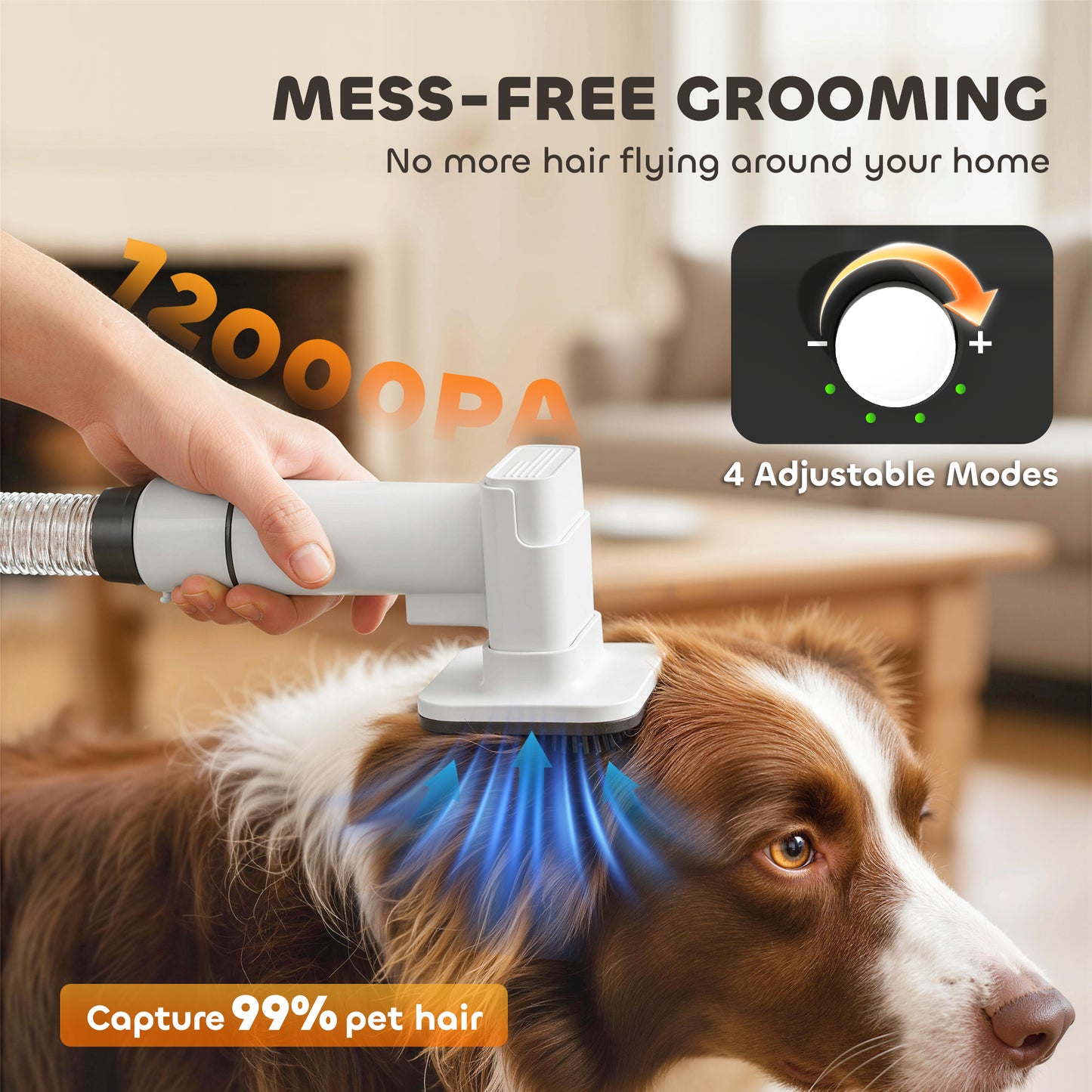 5-in-1 Dog Grooming Vacuum Kit | Low Noise Pet Dryer, Clipper & Deshedding Tool