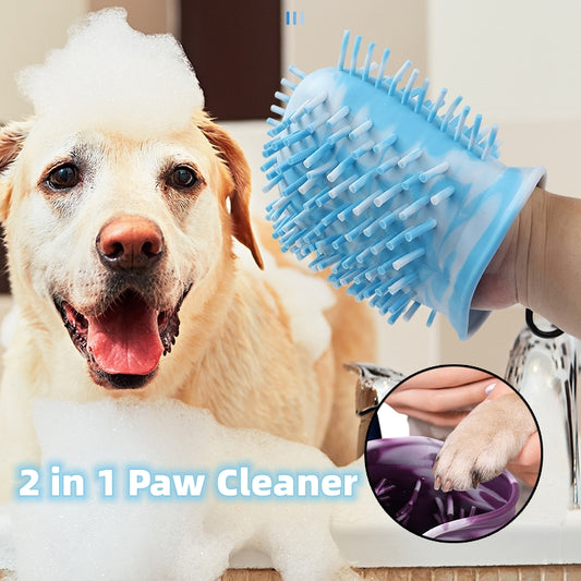 2-in-1 Dog Paw Cleaner – Soft Brush Paw Washer for Mud & Dirt