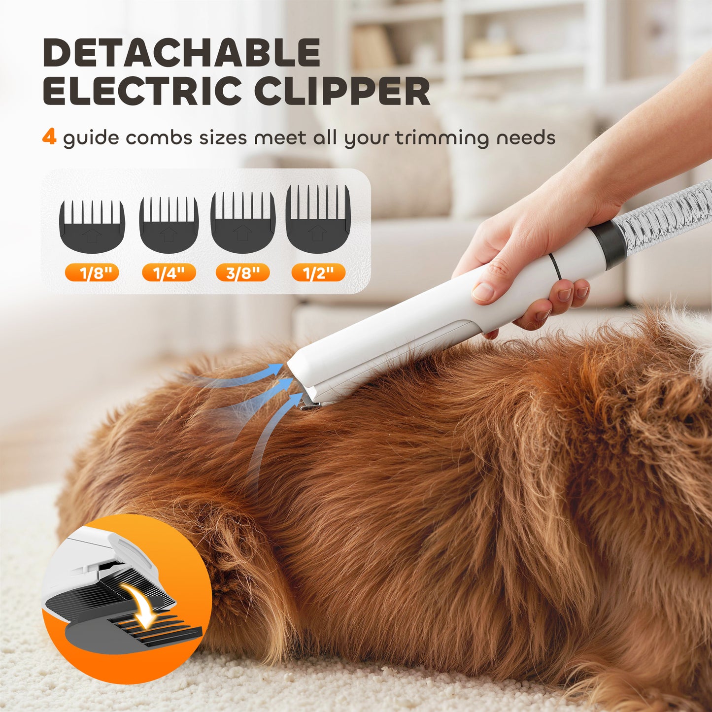 5-in-1 Dog Grooming Vacuum Kit | Low Noise Pet Dryer, Clipper & Deshedding Tool
