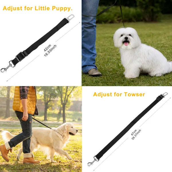 Dog Seat Belt Leash (2 Pack) – Adjustable Car Safety Harness for Dogs