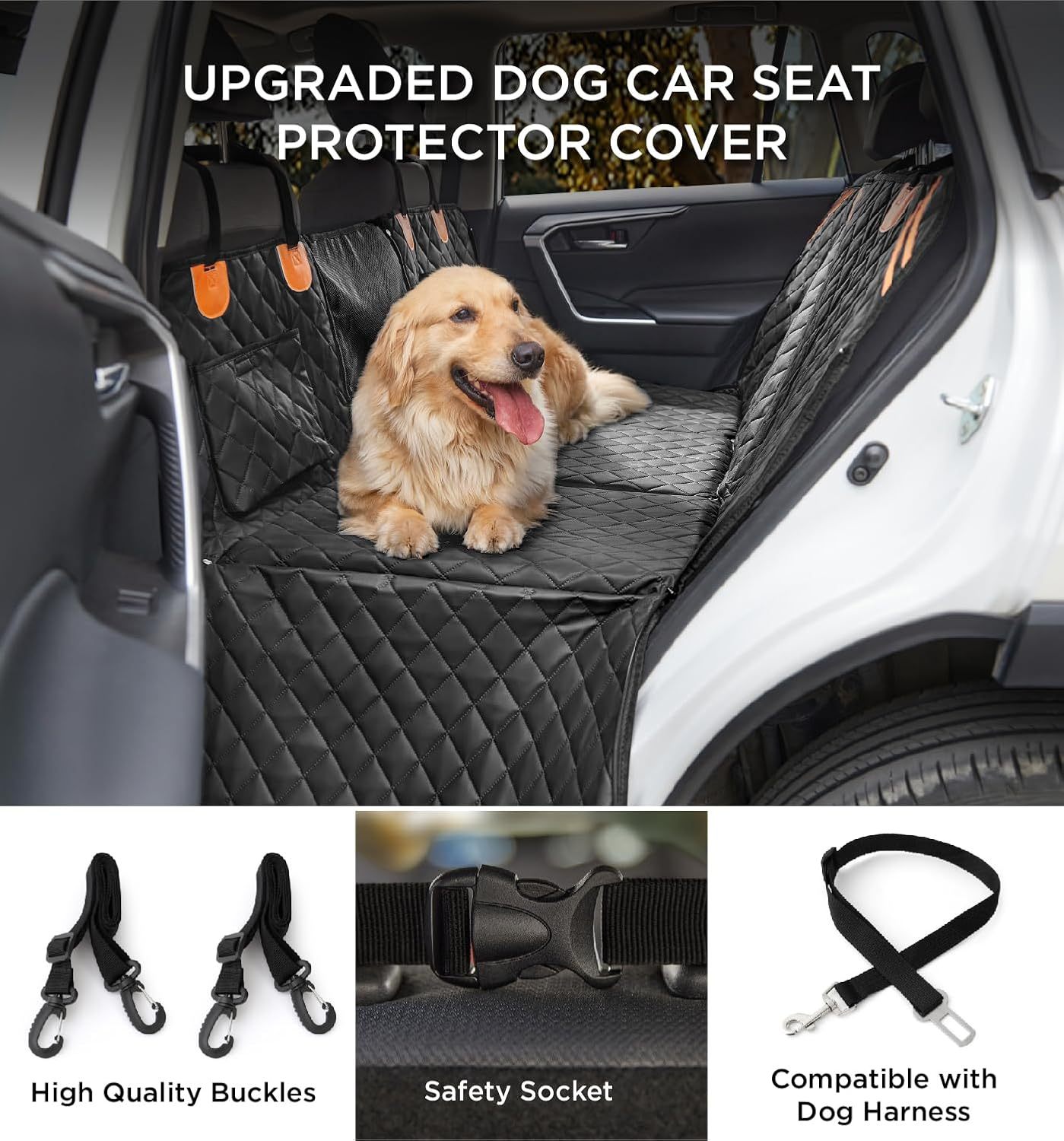 Heavy Duty Dog Car Seat Cover – Waterproof Back Seat Protector (400 lbs)