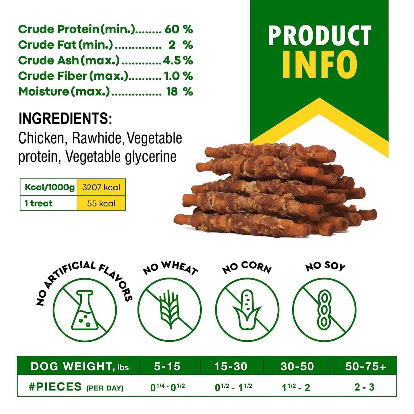 Chicken Wrapped Rawhide Sticks for Dogs | Natural Chew Treats